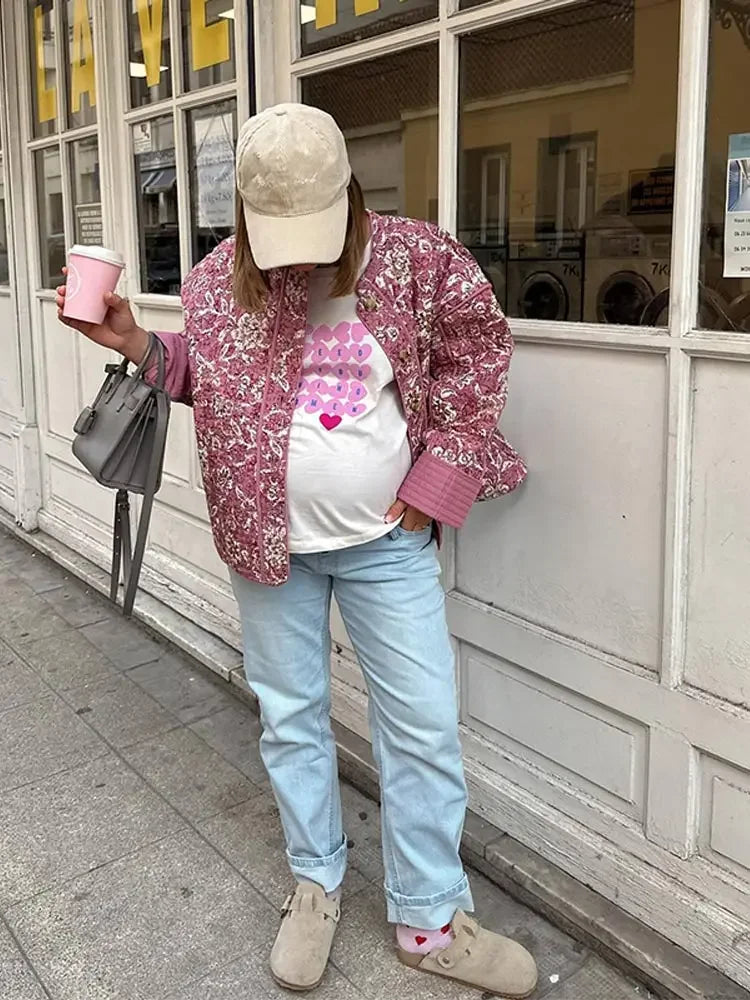 Boho Floral Print Oversized Shirt for Women