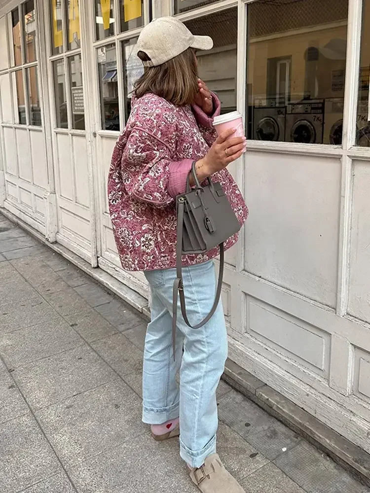 Boho Floral Print Oversized Shirt for Women