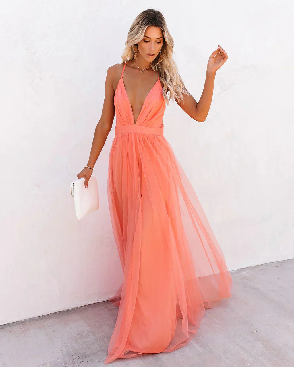 Flowy Backless Chiffon Maxi Dress