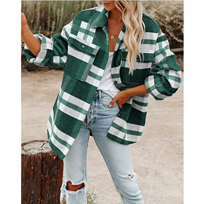 Women’s Oversized Plaid Button-Up Shacket