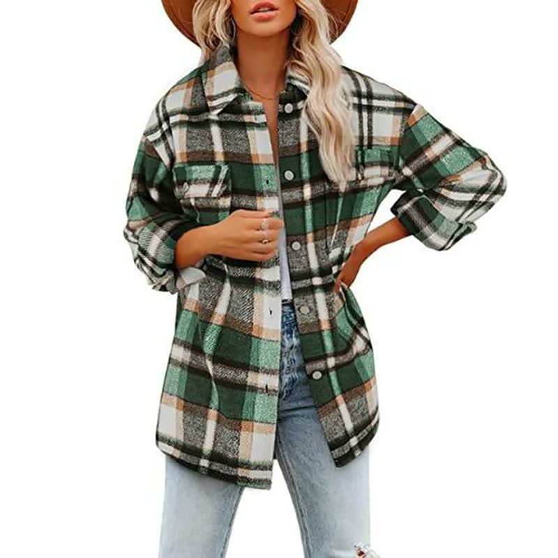 Women’s Oversized Plaid Button-Up Shacket