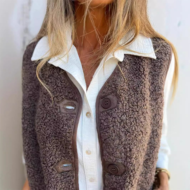 Cozy Sherpa Button-Down Fleece Vest