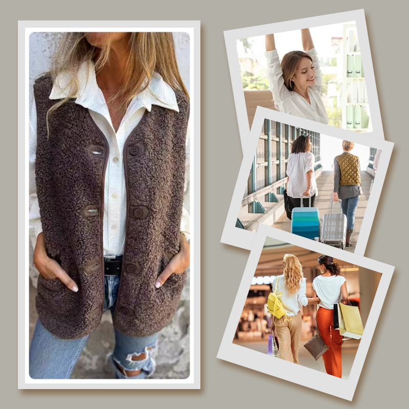 Cozy Sherpa Button-Down Fleece Vest