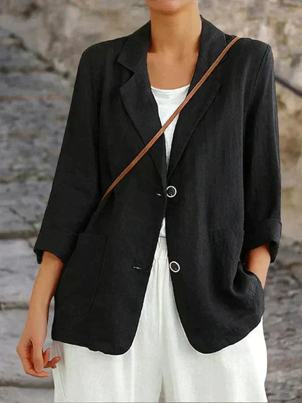 Women’s Relaxed Lightweight Linen-Style Blazer