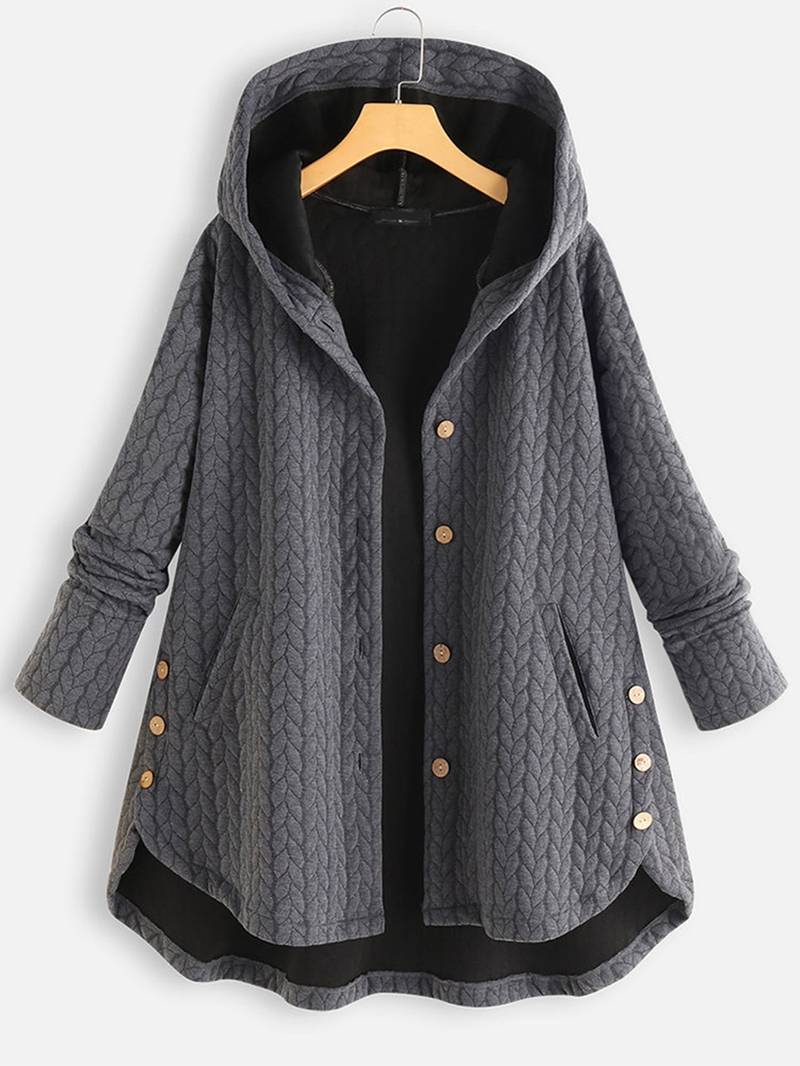 Quilted Hooded Button Jacket for Cozy Everyday Layering
