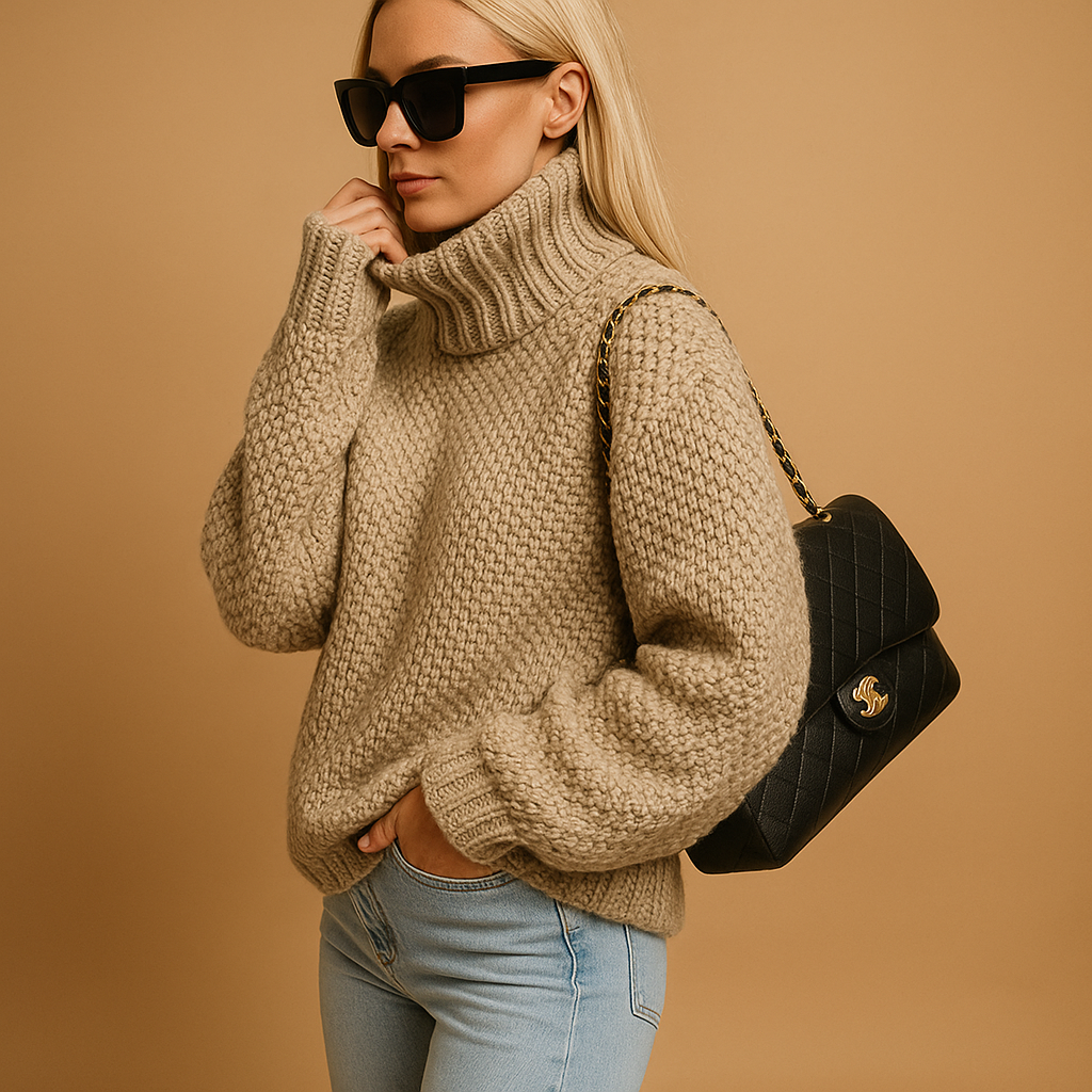 Chunky Turtleneck Knit Sweater – Cozy Warm Winter Pullover