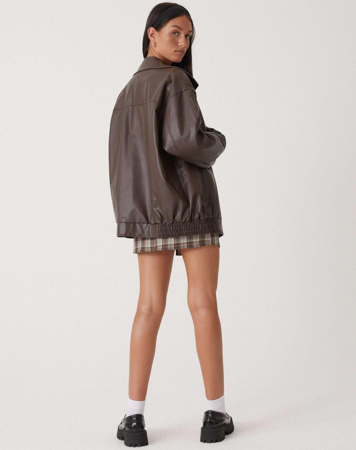 Women’s Oversized Faux Leather Bomber Jacket
