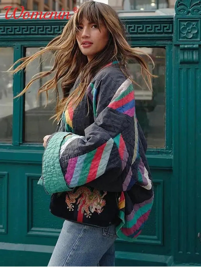 Color Block Boho Knit Cardigan for Women