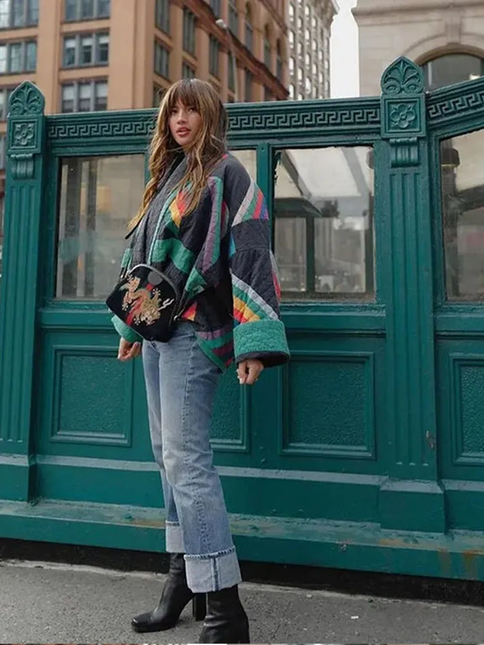 Color Block Boho Knit Cardigan for Women