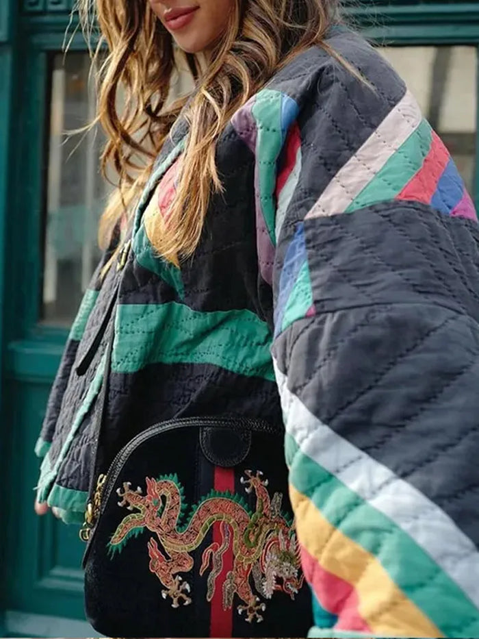 Color Block Boho Knit Cardigan for Women