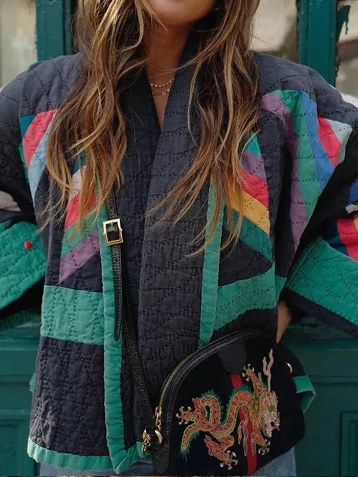 Color Block Boho Knit Cardigan for Women