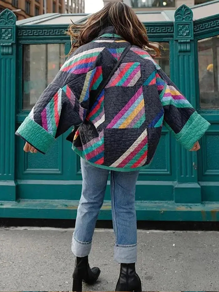 Color Block Boho Knit Cardigan for Women