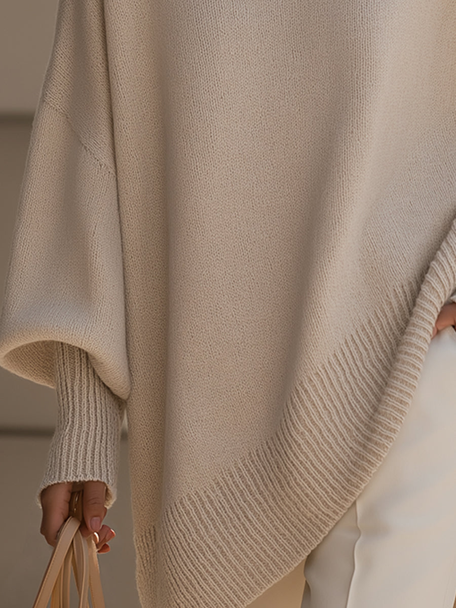 Relaxed Oversized Knit Poncho Sweater