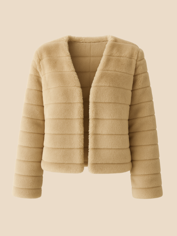 Cropped Faux Fur Jacket with Open Front