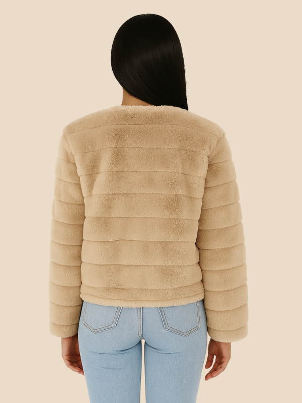 Cropped Faux Fur Jacket with Open Front