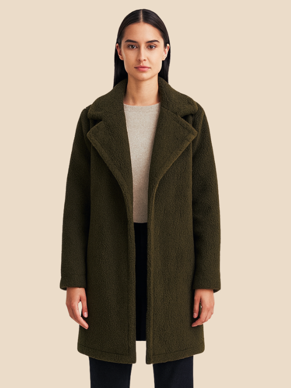 Classic Long Wool Blend Coat with Lapel Collar