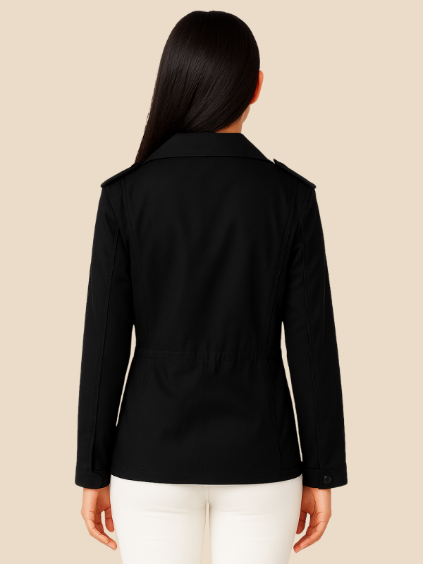 Women’s Casual Utility Jacket with Zipper and Pockets