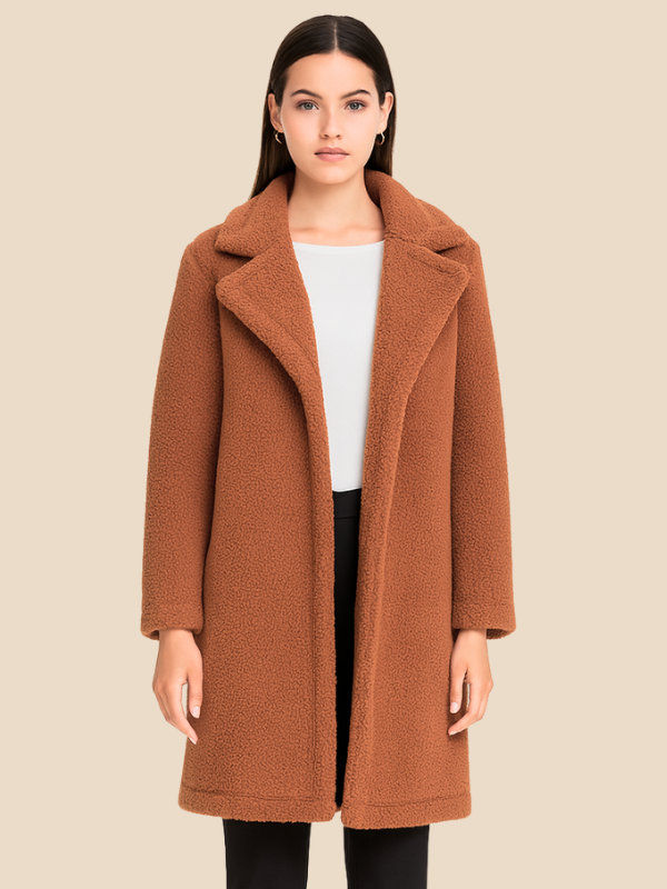Classic Long Wool Blend Coat with Lapel Collar