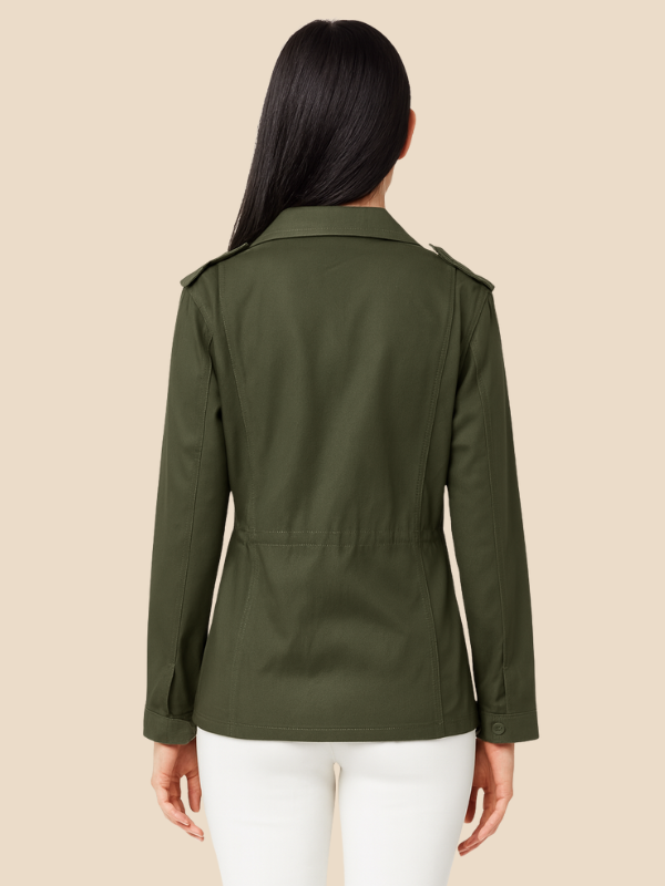 Women’s Casual Utility Jacket with Zipper and Pockets