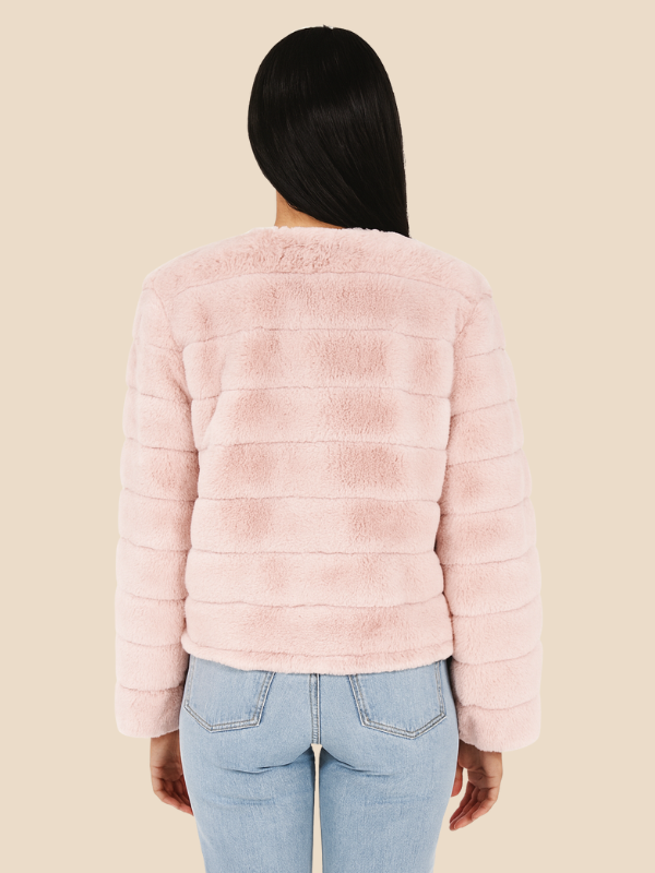 Cropped Faux Fur Jacket with Open Front
