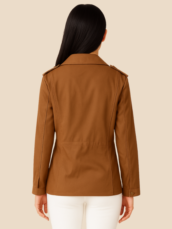 Women’s Casual Utility Jacket with Zipper and Pockets