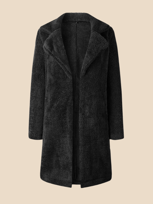 Classic Long Wool Blend Coat with Lapel Collar