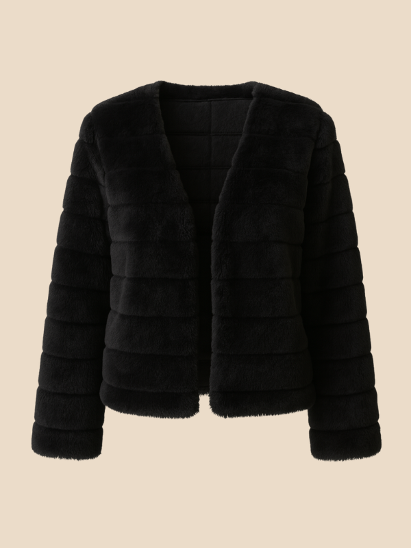 Cropped Faux Fur Jacket with Open Front