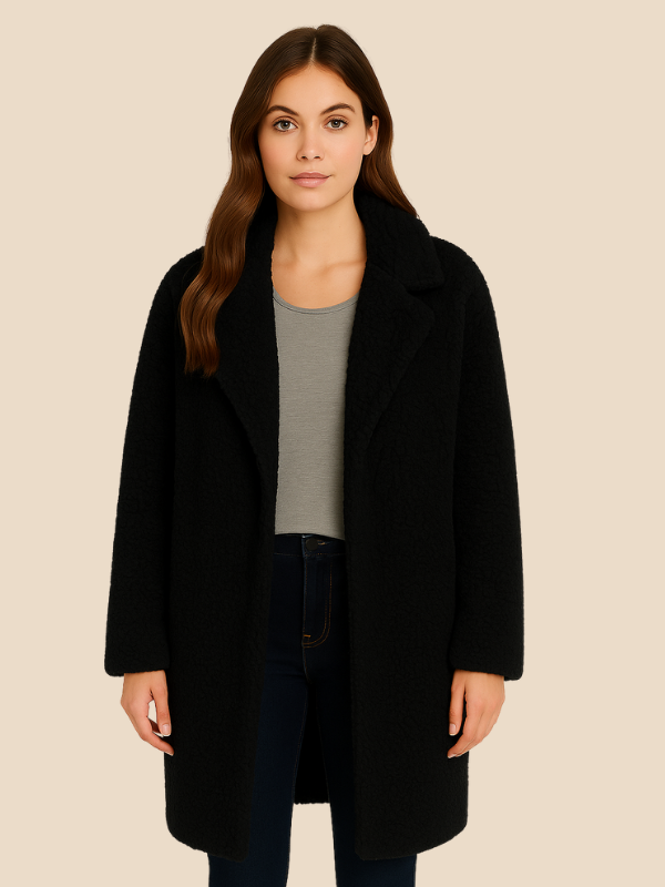 Classic Long Wool Blend Coat with Lapel Collar