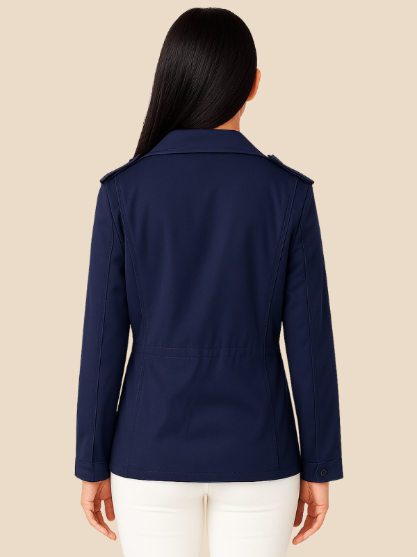 Women’s Casual Utility Jacket with Zipper and Pockets