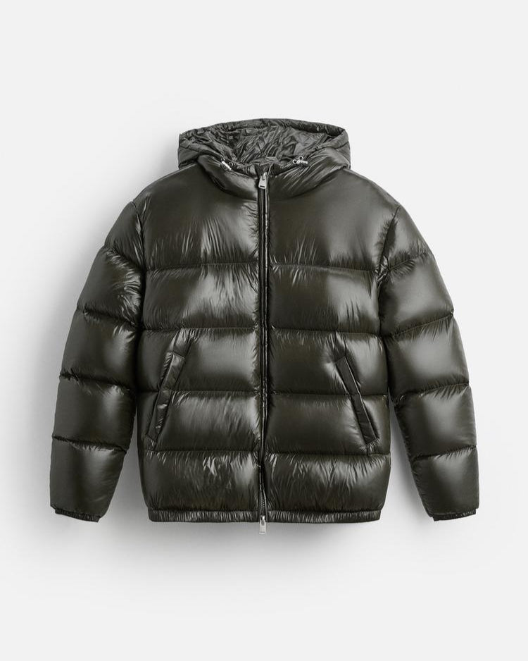 Glossy Hooded Short Puffer Jacket