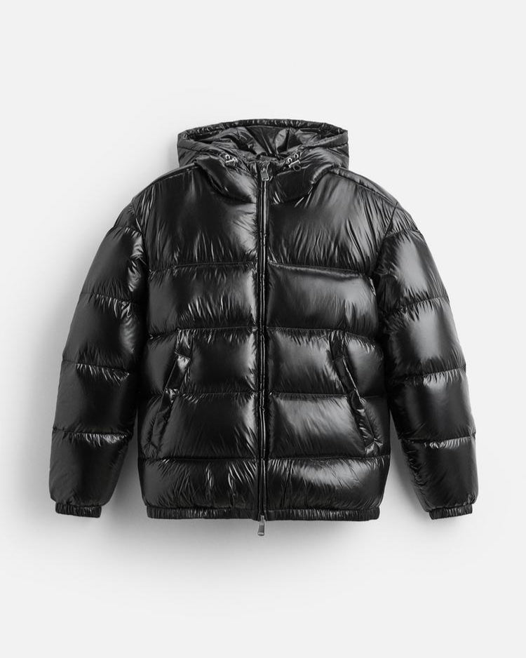 Glossy Hooded Short Puffer Jacket