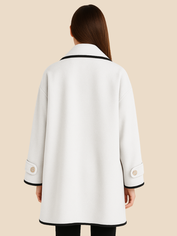 Hooded Wool Blend Cape Coat with Button Detail