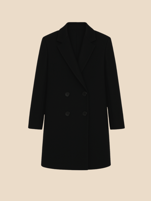 Double-Breasted Wool Blend Blazer Coat