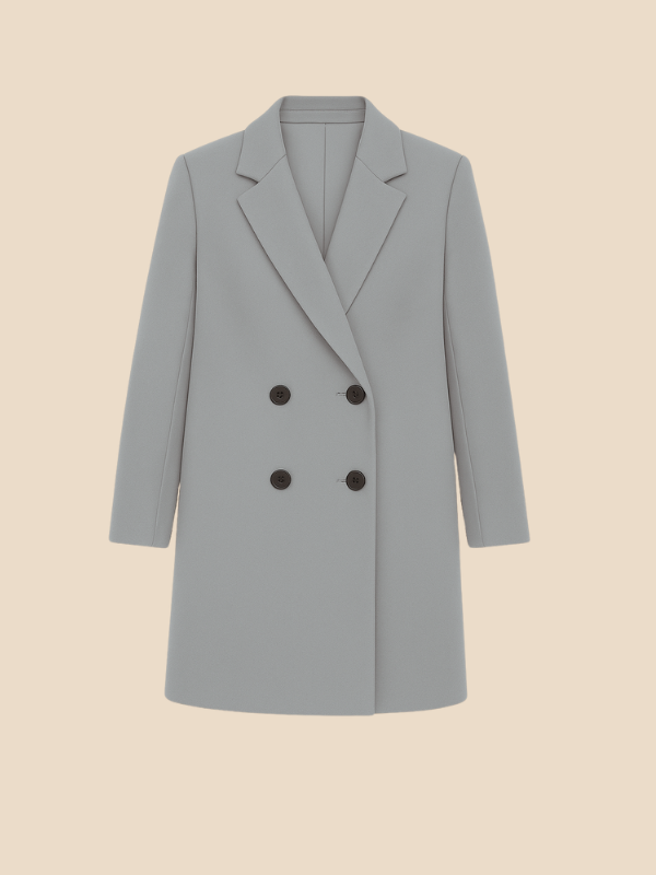 Double-Breasted Wool Blend Blazer Coat