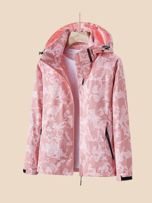 Waterproof Hooded Rain Jacket with Zipper Pockets