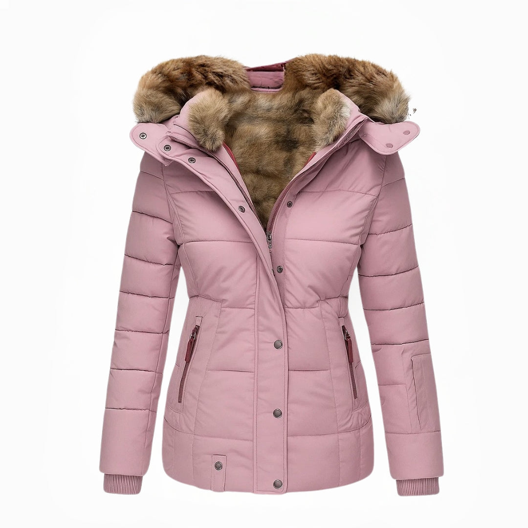Faux Fur Trim Hooded Puffer Winter Jacket