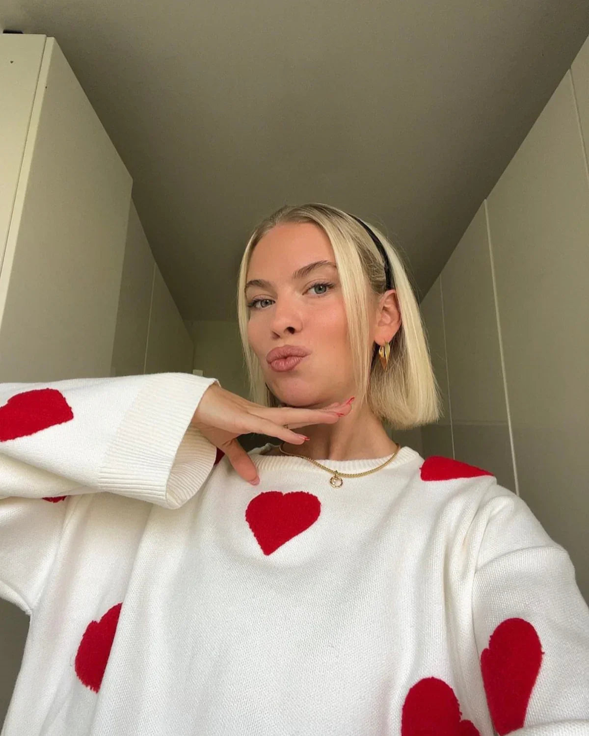 Heart Pattern Oversized Sweater