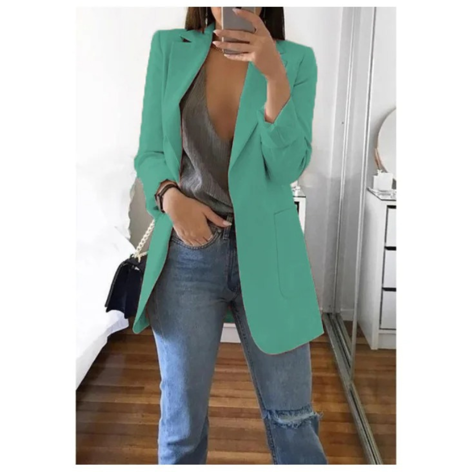 Women’s Long Tailored Open-Front Blazer