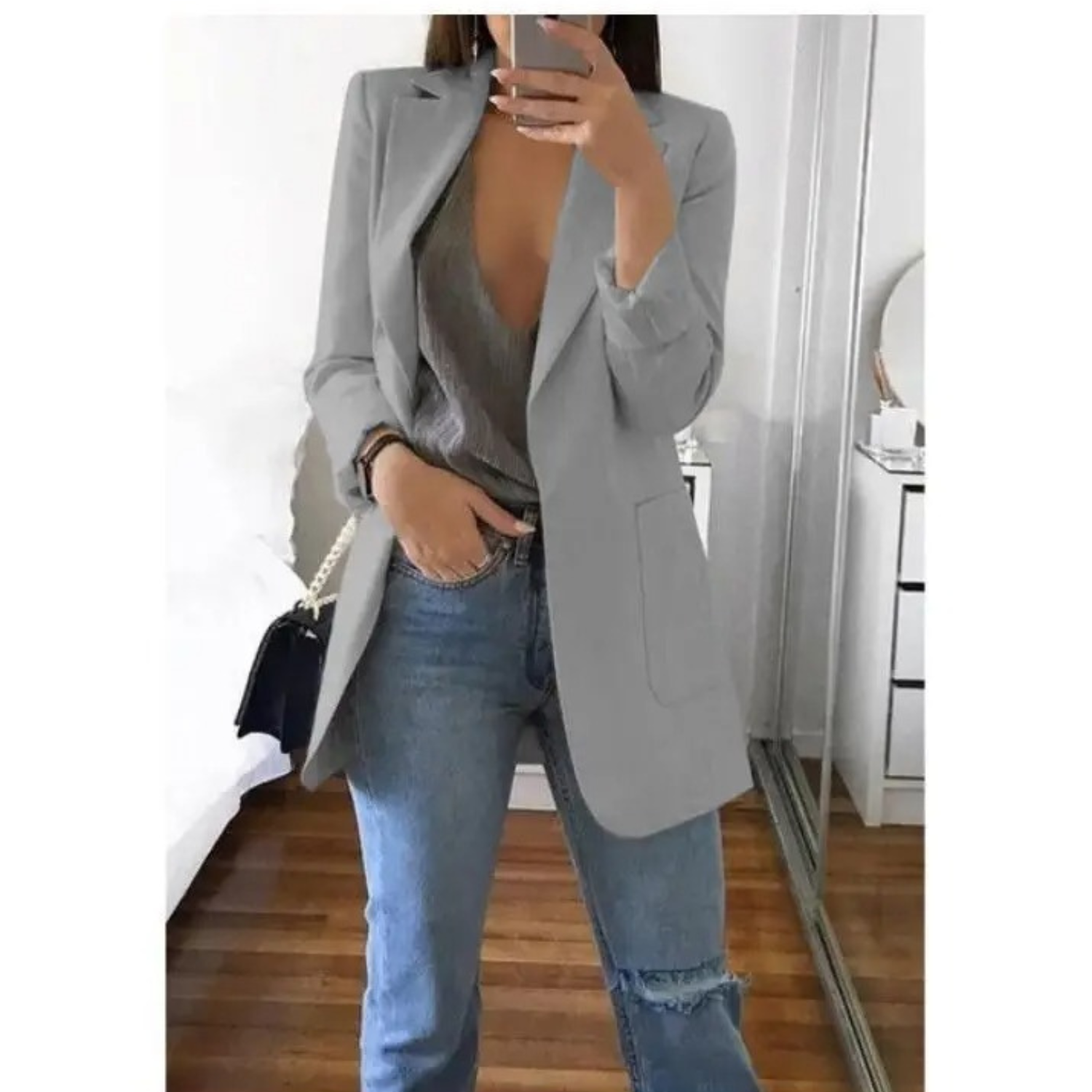 Women’s Long Tailored Open-Front Blazer