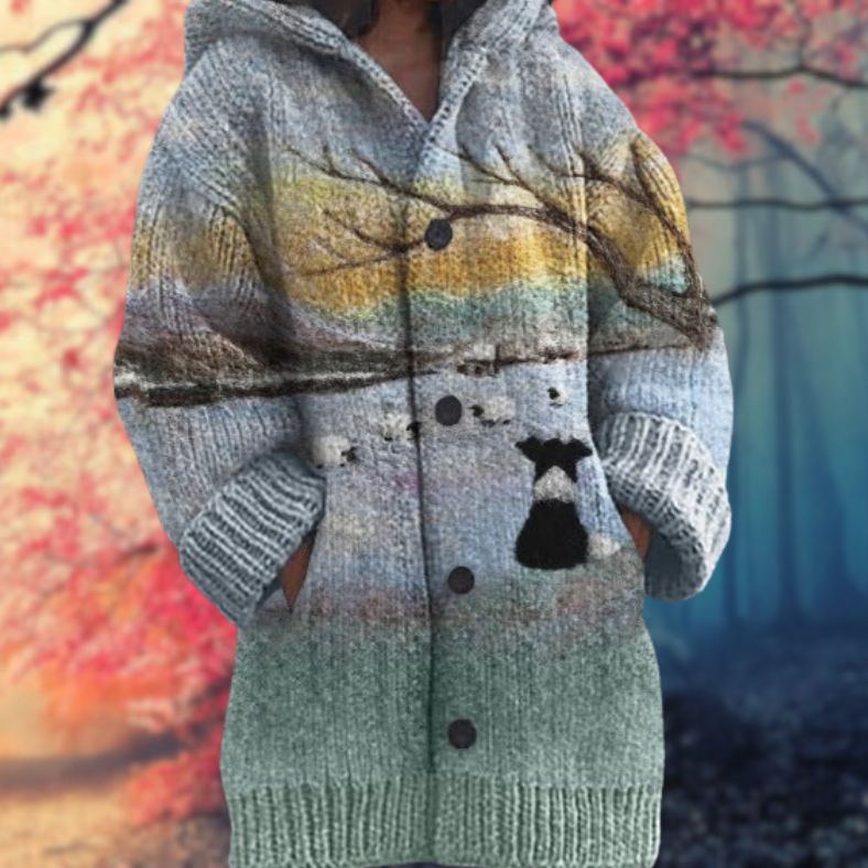 Hooded Pattern Knit Cardigan for Cozy Everyday Style