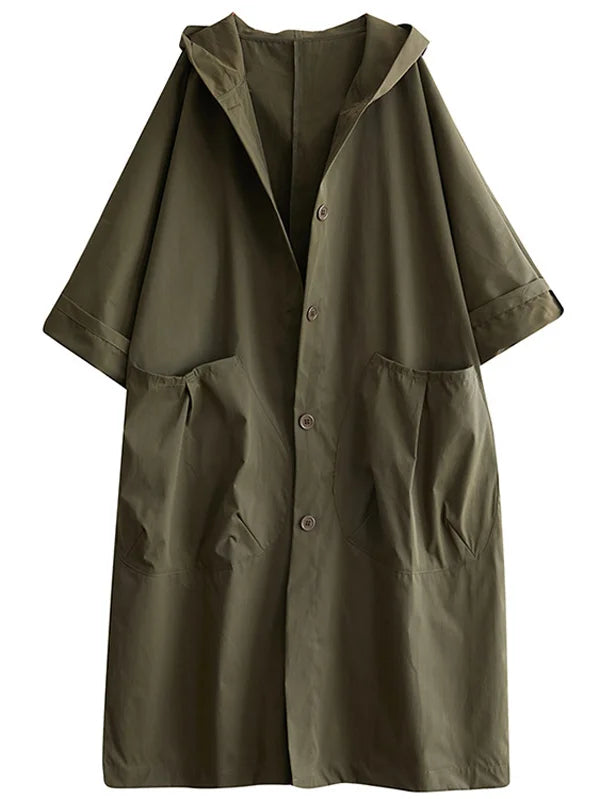 Relaxed Fit Hooded Long Coat for Effortless Everyday Style