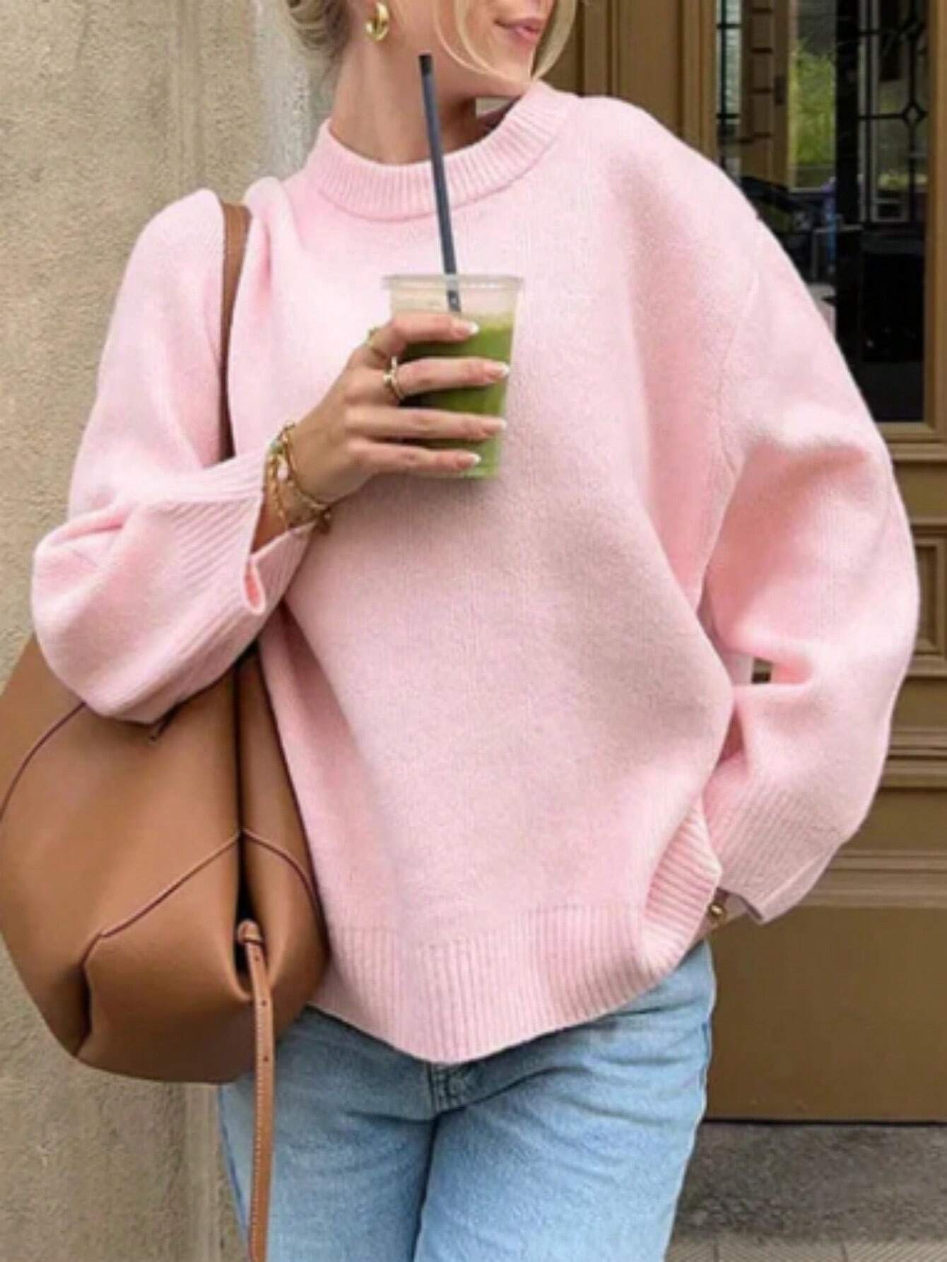 Oversized Crewneck Knit Sweater for Women