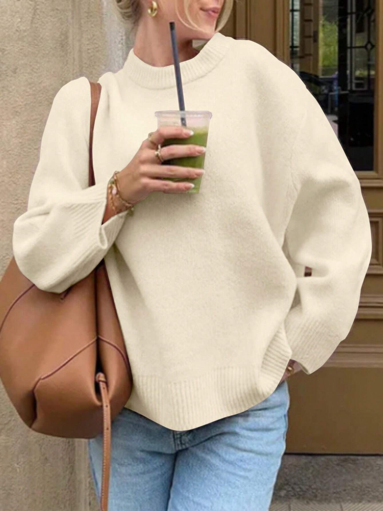 Oversized Crewneck Knit Sweater for Women