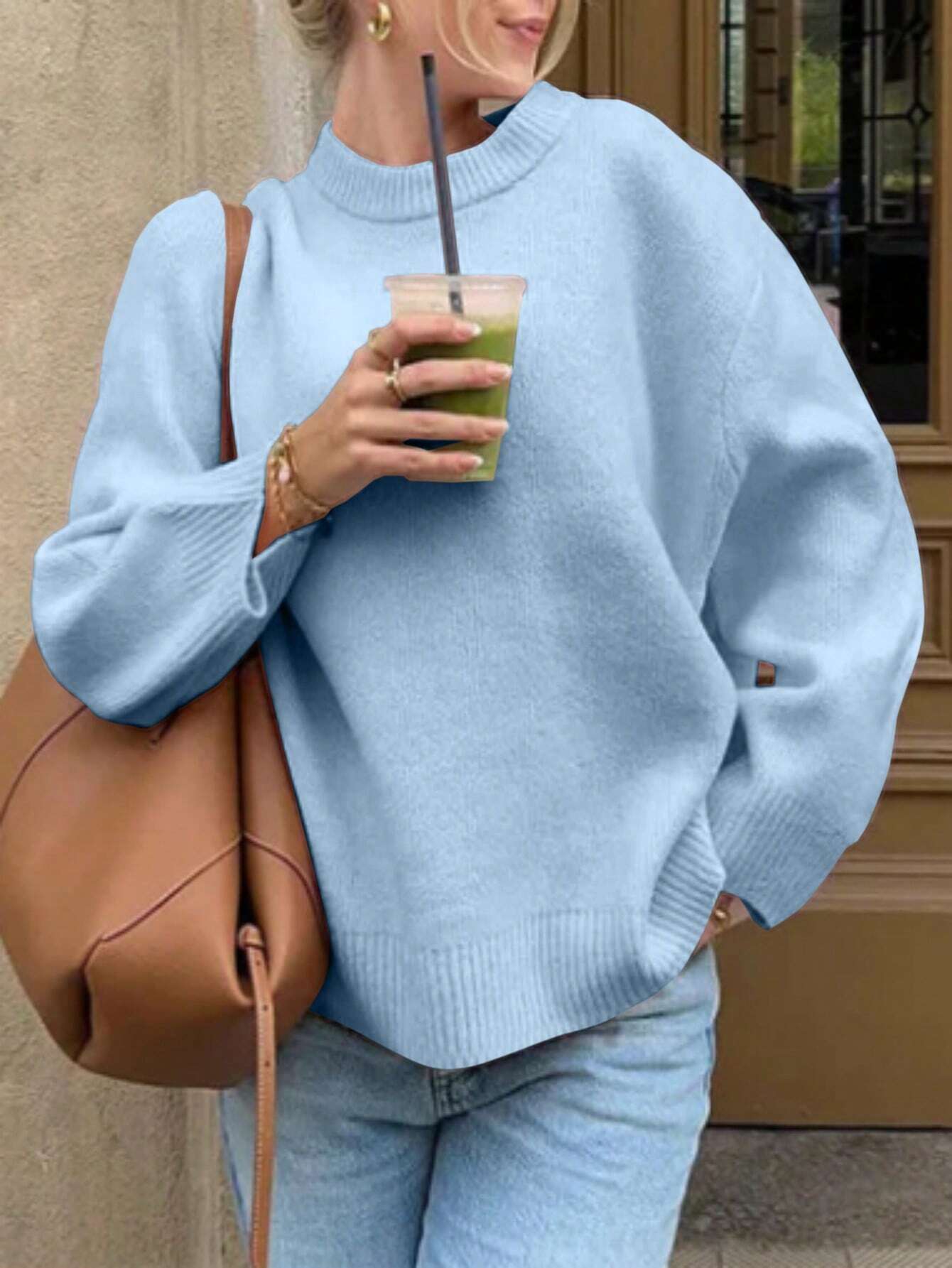 Oversized Crewneck Knit Sweater for Women