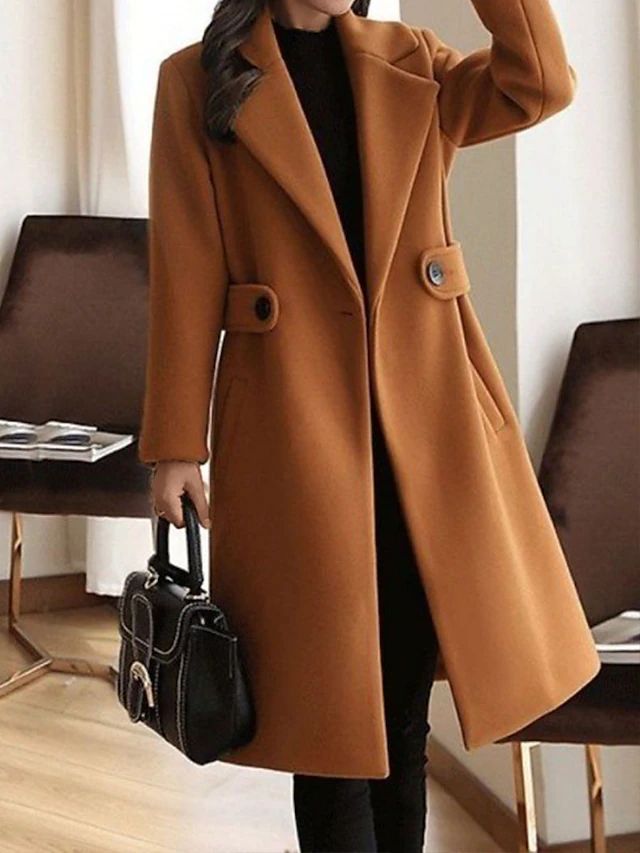 Elegant Double-Breasted Wool Blend Coat