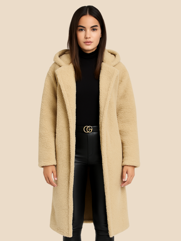 Long Hooded Teddy Faux Fur Coat