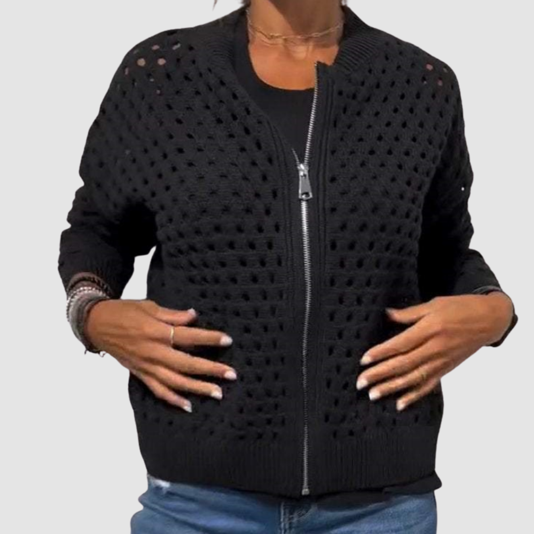 Zip Front Open Knit Cardigan for Lightweight Everyday Layering
