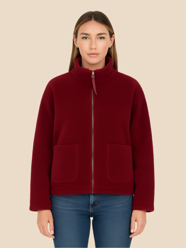 Cozy Zip-Up Fleece Jacket with High Collar