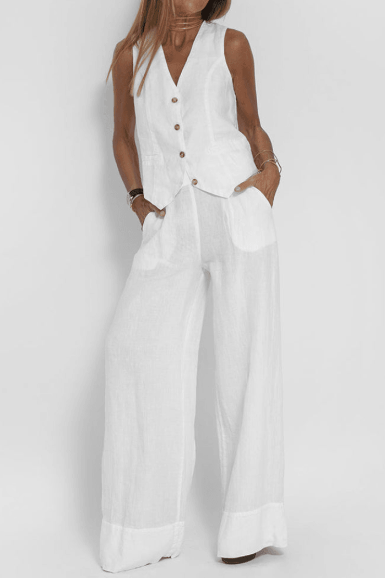 Chic Two-Piece Vest and Wide-Leg Pants Set for Effortless Style