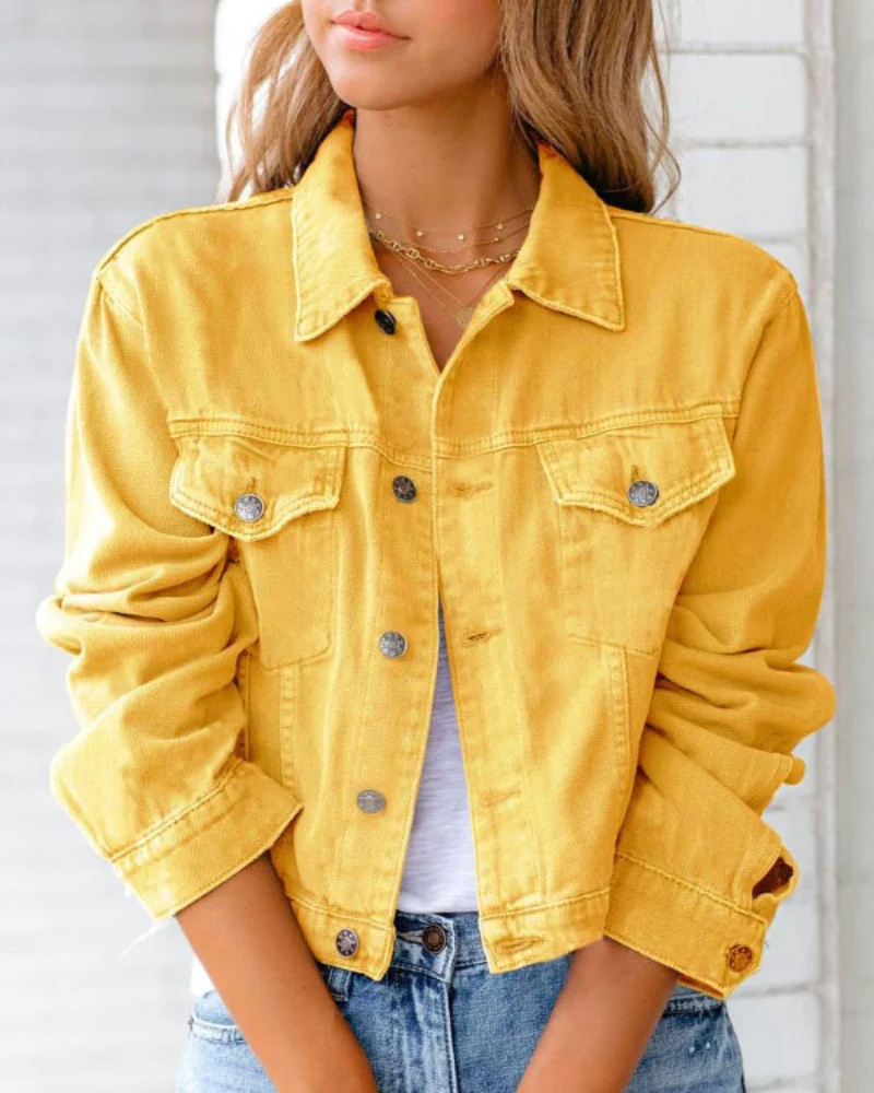 Women’s Casual Light-Wash Denim-Style Jacket